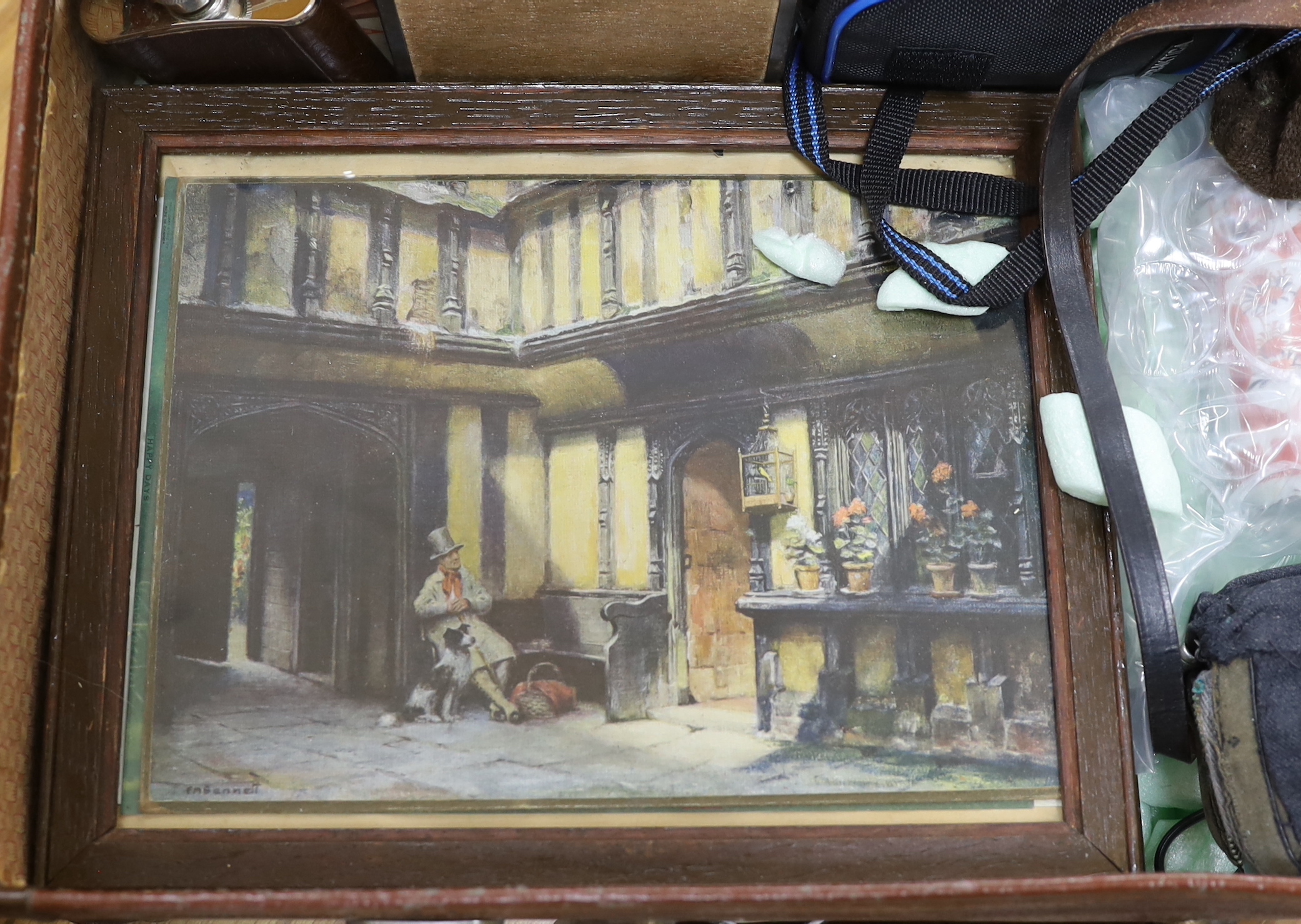 A quantity of mixed collectables including postcards, cameras, ceramics etc.